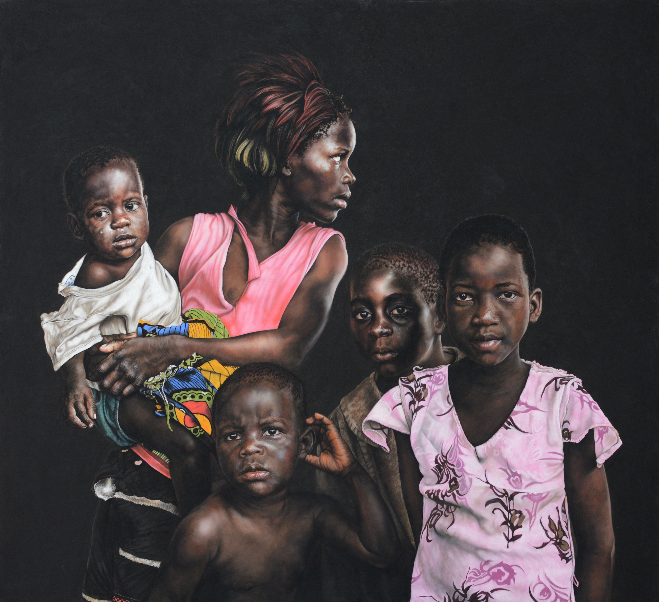 Children, 110cm x 120cm, pastel on board